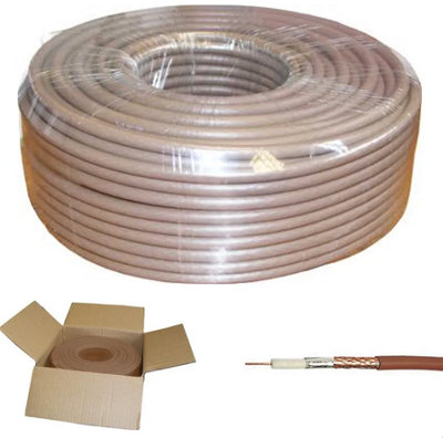 RG6 Satellite Digital TV Aerial Coax Cable Coaxial (Brown, 100 Metres)