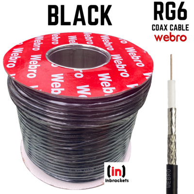 RG6 Satellite Digital Tv Aerial Coax Cable Coaxial Webro RG6 Black 10 Metres