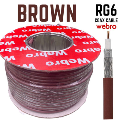 RG6 Satellite Digital Tv Aerial Coax Cable Coaxial Webro RG6 Brown 50 Metres