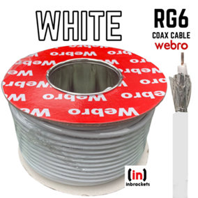 RG6 Satellite Digital Tv Aerial Coax Cable Coaxial Webro RG6 White 10 Metres