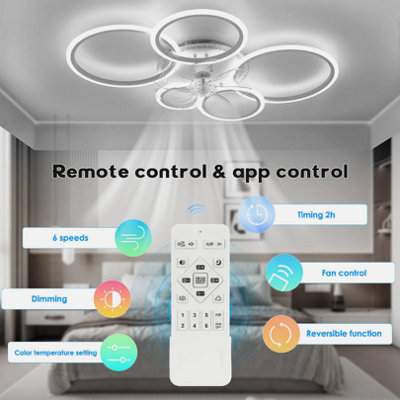 RGB LED Ceiling Fan Light Dimmable 5 Ring Design Fan Ceiling Lights 6 ...