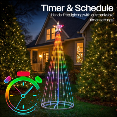 RGB LED Christmas Tree Light with Star, Remote & App Control 118 LEDs ...