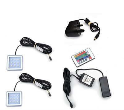 RGB LED Color Changeable Under Cabinet Shelf Down Light Square - Lights 2