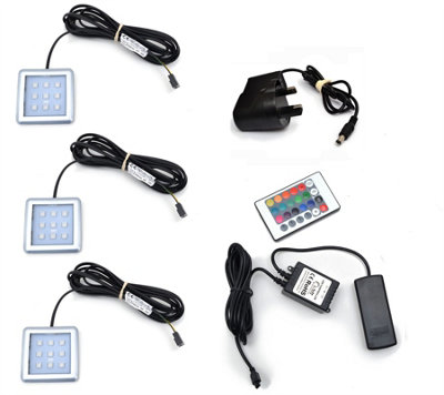 RGB LED Color Changeable Under Cabinet Shelf Down Light Square - Lights 3