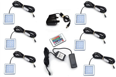 RGB LED Color Changeable Under Cabinet Shelf Down Light Square - Lights 6