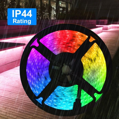 RGB LED Tape IP44 Exterior or Interior 5 Metre Strip Light Kit Colour Change 12v Plug and Play 5MRGBSL