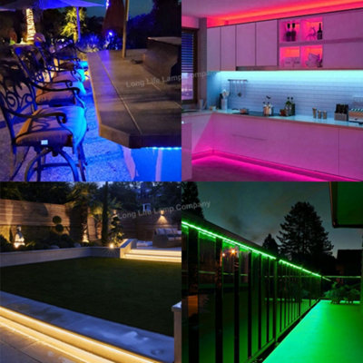 RGB LED Tape IP44 Exterior or Interior 5 Metre Strip Light Kit Colour Change 12v Plug and Play 5MRGBSL