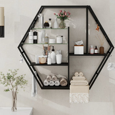 RGB Light Gaming Storage Rack Wall Mounted Floating Adjustable Shelves ...