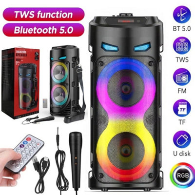 RGB Portable Bluetooth Speaker Heavy Bass Subwoofer Party Speaker with Mic