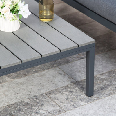Rhea Platform Corner Sofa  4 Seater Garden Lounge Set with Table Gray