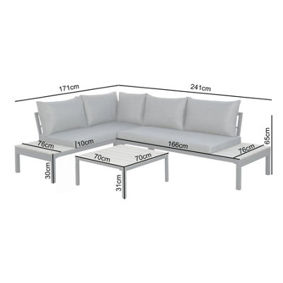 Rhea Platform Corner Sofa  4 Seater Garden Lounge Set with Table Gray