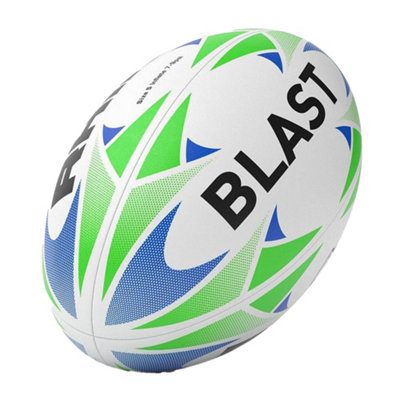 Rhino Blast Rugby Ball White/Blue/Green (5)