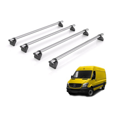 RHINO Kammbar Fleet 4 Roof Bars for Mercedes Sprinter (2006-2018) Alloy ...