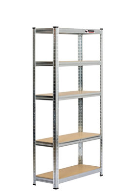 Galvanised steel store shelving