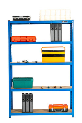 Rhino Racking Boltless Garage Shelving Unit, 180 x 120 x 40cm, Blue, Steel, 1000kg Load Weight