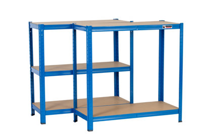 Rhino Racking Boltless Garage Shelving Unit, 180 x 90 x 40cm, Blue, Steel, 1000kg Load Weight