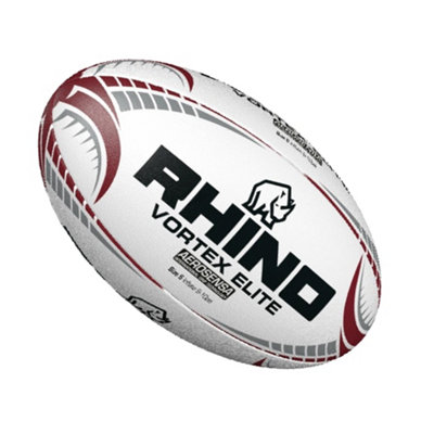 Rhino Vortex Elite Rugby Ball White/Maroon/Grey (5)