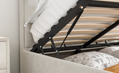 Rhodes Natural Velvet Ottoman Bed And Majestic 1000 Pocket Sprung ...