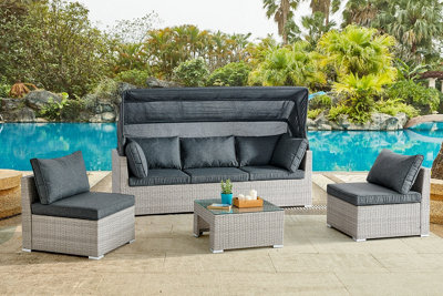 Grey rattan modular garden furniture hot sale