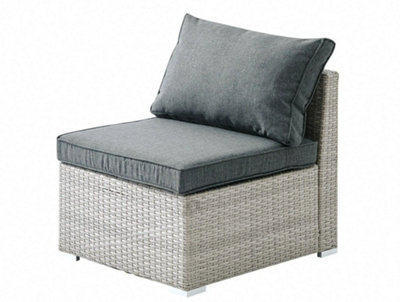 Rhodes Rattan Sun bed Garden Furniture Set Outdoor Lounge Sofa Chair Bed Table Modular, Grey