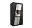 Rhomb Contemporary Mirrored 2 Sliding Door Wardrobe 5 Shelves 2 Rails Black Matt (H)2000mm (W)1000mm (D)620mm