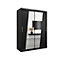 Rhomb Contemporary Mirrored 2 Sliding Door Wardrobe 5 Shelves 2 Rails Black Matt (H)2000mm (W)1500mm (D)620mm