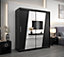 Rhomb Contemporary Mirrored 2 Sliding Door Wardrobe 9 Shelves 2 Rails Black Matt (H)2000mm (W)1800mm (D)620mm