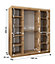 Rhomb Contemporary Mirrored 2 Sliding Door Wardrobe 9 Shelves 2 Rails Black Matt (H)2000mm (W)1800mm (D)620mm