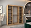 Rhomb Contemporary Mirrored 2 Sliding Door Wardrobe 9 Shelves 2 Rails Oak Artisan Effect (H)2000mm (W)1800mm (D)620mm