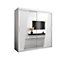 Rhomb Contemporary Mirrored 2 Sliding Door Wardrobe 9 Shelves 2 Rails White Matt (H)2000mm (W)2000mm (D)620mm