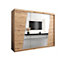 Rhomb Contemporary Mirrored 3 Sliding Door Wardrobe 9 Shelves 2 Rails Oak Artisan Effect (H)2000mm (W)2500mm (D)620mm