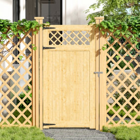 Rhombus Garden Wood Fence Gate with Door Latch 90cm W x 180cm H