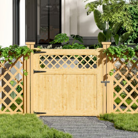 Rhombus Garden Wood Gate with Latch and Hardware Kit H 120 cm x W 120 cm