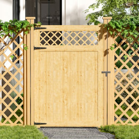 Rhombus Garden Wood Gate with Latch and Hardware Kit H 180 cm x W 120 cm