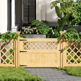 Rhombus Garden Wood Gate with Latch and Hardware Kit H 90 cm x W 120 cm