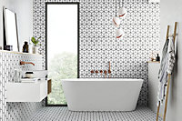 Rhombus Snow Matt White Geometric Patterned 265mm x 510mm Porcelain Wall & Floor Tiles (Pack of 7 w/ Coverage of 0.95m2)