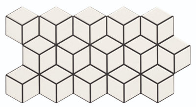 Rhombus Snow Matt White Geometric Patterned 265mm x 510mm Porcelain Wall & Floor Tiles (Pack of 7 w/ Coverage of 0.95m2)