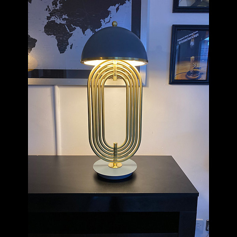 RHONDA - CGC Gold & Grey Art Deco Style Table Lamp | DIY at B&Q