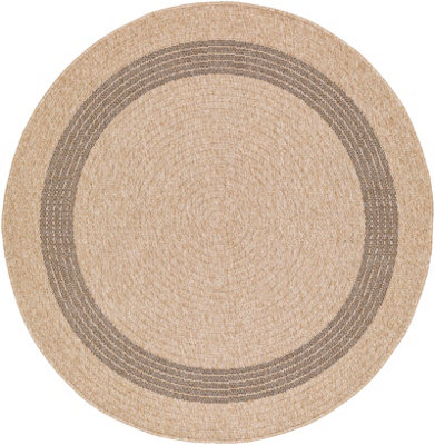 RHONDA Round In- & Outdoor Cottage Jute-Look Beige/Brown Area Rug 100 x 100 cm