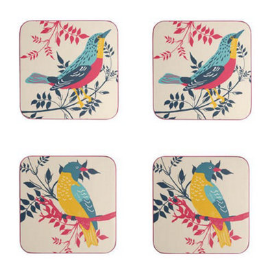 RHS Birds Set of 4 Coasters Stone