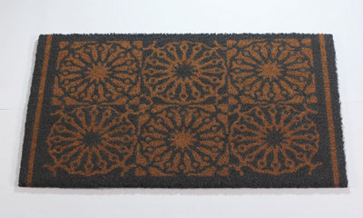 RHS Starburst Grey Door Mat Latex Backed 45 x 75cm