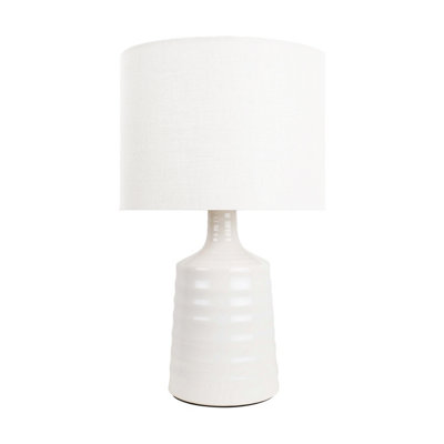 Ribbed Bottle Ceramic Table Lamp White