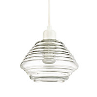 Ribbed Clear Glass Easy Fit Pendant Lighting Shade with Contemporary Design