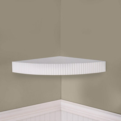 Ribbed Corner Shelf Wall Mounted Storage Space Saving Modern, Cream