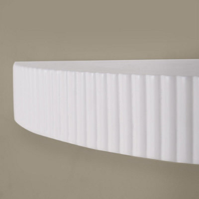 Ribbed Corner Shelf Wall Mounted Storage Space Saving Modern, Cream