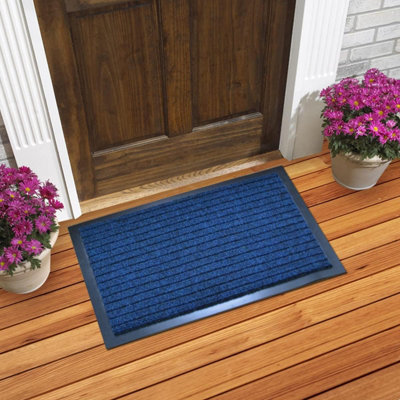 Ribbed Doormats. Machine Washable Door Mat suitable Kitchen doormats, mats, washable mats, office mats (Blue, 100cm X 120cm)