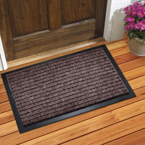 Ribbed Doormats. Machine Washable Door Mat suitable Kitchen doormats, mats, washable mats, office mats (Brown, 100cm X 150cm)