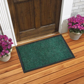 Ribbed Doormats. Machine Washable Door Mat suitable Kitchen doormats, mats, washable mats, office mats (Green, 66cm X 120cm)