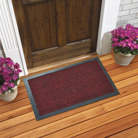 Ribbed Doormats. Machine Washable Door Mat suitable Kitchen doormats, mats, washable mats, office mats (Red, 100cm X 120cm)