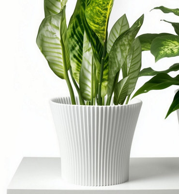 Ribbed Flower Pot Planter Indoor Outdoor Plastic Modern Multiple ...